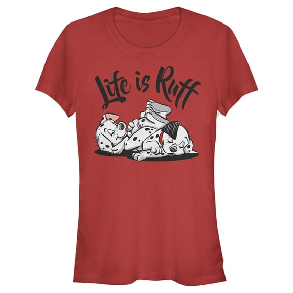 Junior's One Hundred and One Dalmatians Life is Ruff Graphic Tee Red Medium