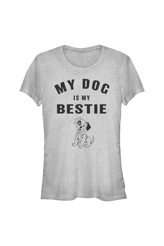 Junior's One Hundred and One Dalmatians My Dog is my Bestie Graphic Tee Athletic Heather Small