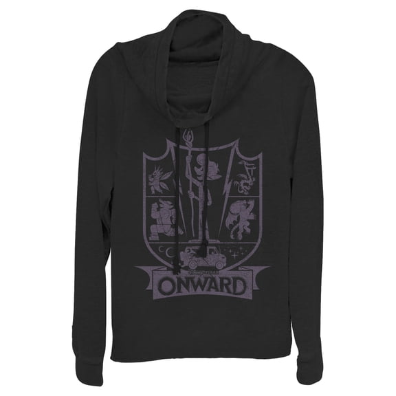 Junior's Onward Character Icon Emblem  Cowl Neck Sweatshirt Black 4X Large