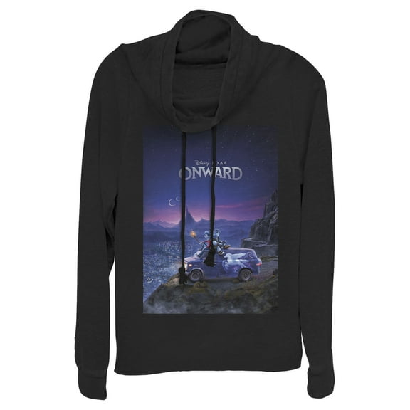 Junior's Onward Classic Movie Poster Cowl Neck Sweatshirt Black Small