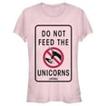 thumbnail image 1 of Junior's Onward Do Not Feed Unicorn Warning  Graphic Tee Light Pink X Large, 1 of 2