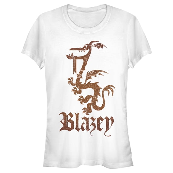 Junior's Onward Pet Blazey Dragon Graphic Tee White Small