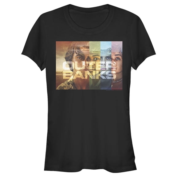 Junior's Outer Banks Faces Poster Graphic Tee Black Large