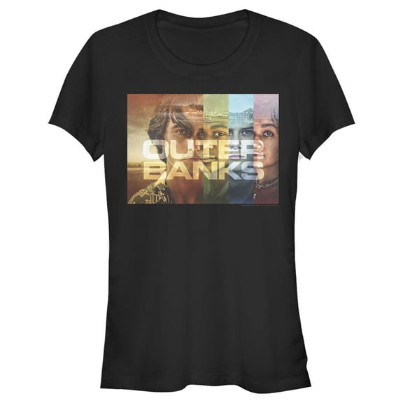 Junior's Outer Banks Faces Poster Graphic Tee Black Medium