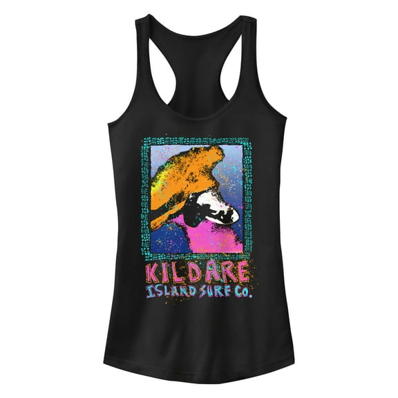 Junior's Outer Banks Kildare Island Surfboard Co. Abstract Poster Racerback Tank Top