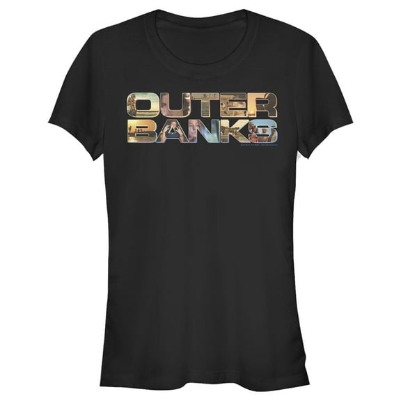Junior's Outer Banks Photo Logo Graphic Tee Black Small