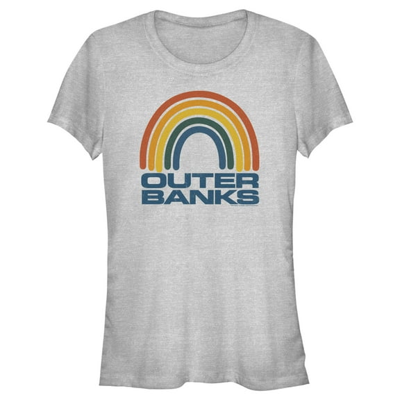 Junior's Outer Banks Rainbow Logo Graphic Tee Athletic Heather Medium