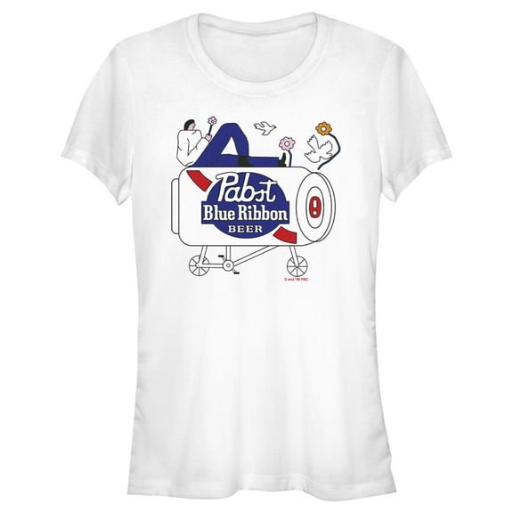 Junior's Pabst Beer Ride Graphic Tee White Small