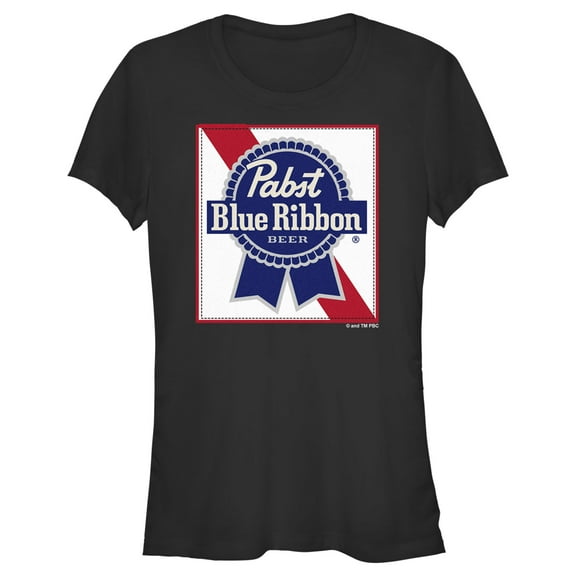 Junior's Pabst Blue Ribbon Frame Logo Graphic Tee Black 2X Large