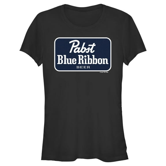 Junior's Pabst Blue Ribbon Label Logo  Graphic Tee Black Medium