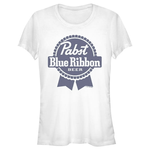 Junior's Pabst Blue Ribbon Logo  Graphic Tee White Large