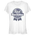 thumbnail image 1 of Junior's Pabst Blue Ribbon Logo  Graphic Tee White Small, 1 of 3