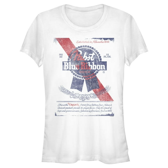 Junior's Pabst Classic Label  Graphic Tee White Medium