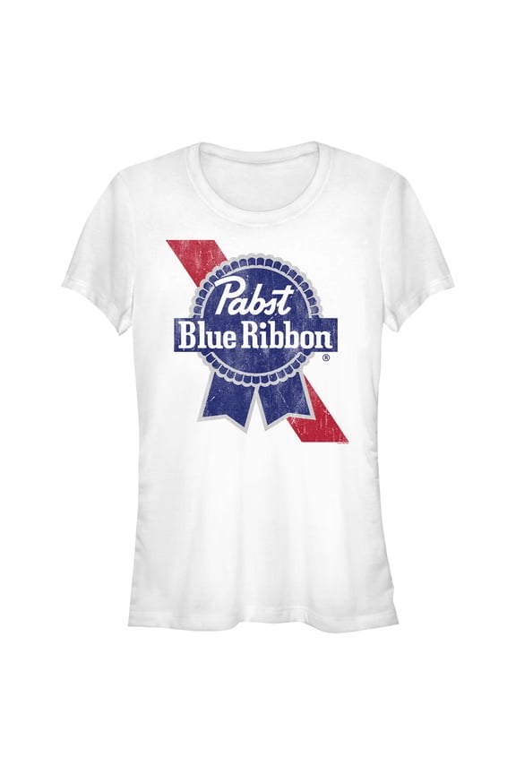 Junior's Pabst Colored Logo Graphic Tee White Medium