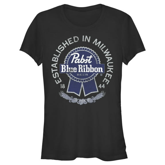 Junior's Pabst Established in Milwaukee Logo  Graphic Tee Black X Large