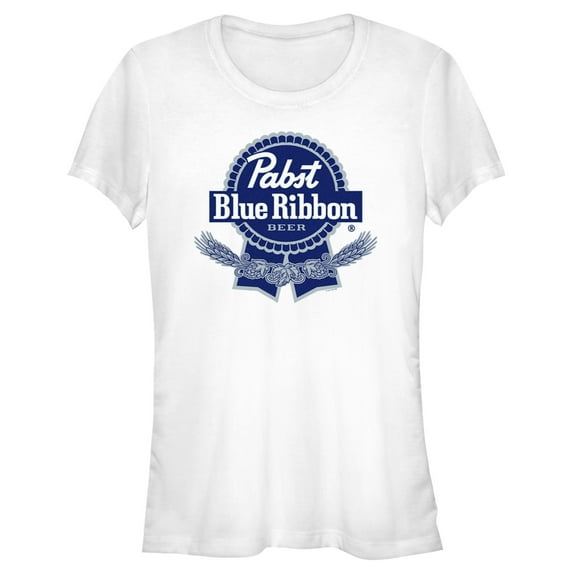 Junior's Pabst Hops Blue Ribbon Logo Graphic Tee White 2X Large