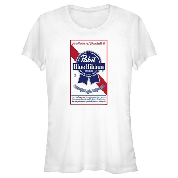 Junior's Pabst Label Logo  Graphic Tee White Medium