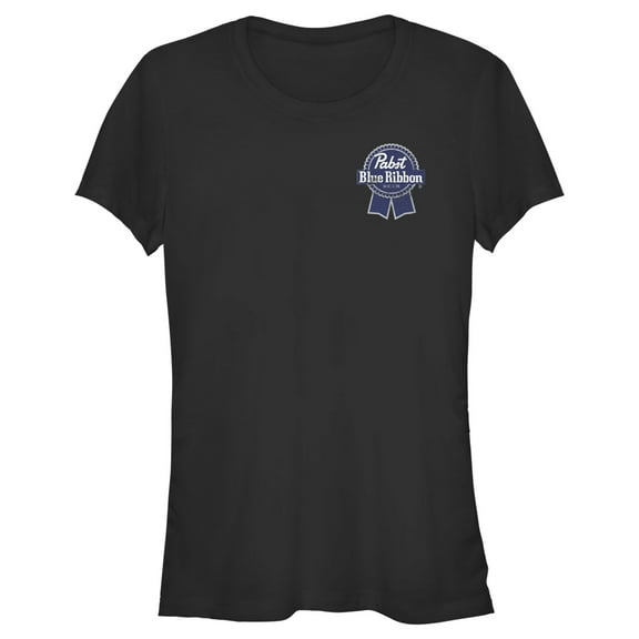 Junior's Pabst Pocket Blue Ribbon Logo Graphic Tee Black Small