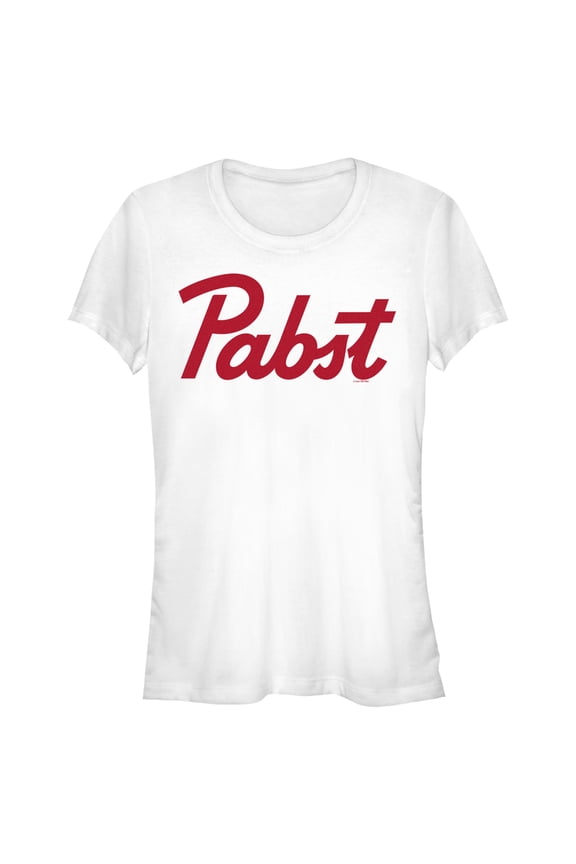 Junior's Pabst Red Logo Graphic Tee White Small