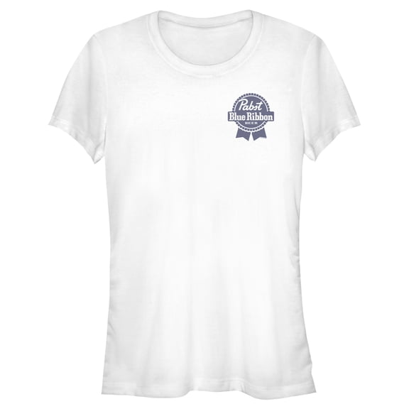 Junior's Pabst Small Pocket Blue Ribbon Logo  Graphic Tee White 2X Large