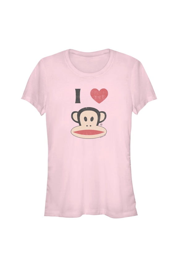 Junior's Paul Frank Distressed I Heart Julius Graphic Tee Light Pink Large