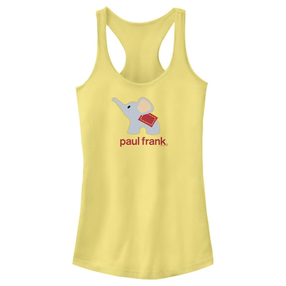 Junior's Paul Frank Ellie Logo Racerback Tank Top Banana Small