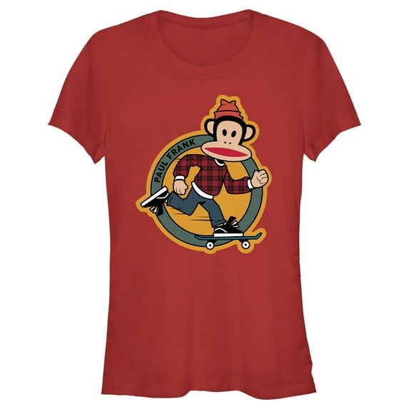 Junior's Paul Frank Julius Skateboarding Graphic Tee Red Small