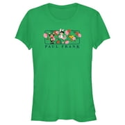 Juniors Paul Frank Julius the Monkey and Bunny Girl Flower Scene Graphic Tee Kelly Green Large