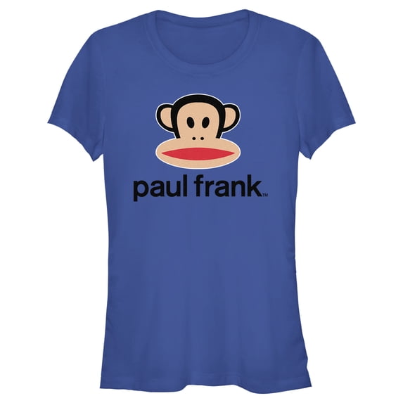 Junior's Paul Frank Logo Julius Black Graphic Tee Royal Blue Small