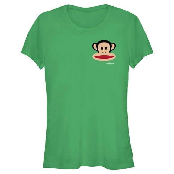 Junior's Paul Frank Small Julius Left Chest  Graphic Tee Kelly Green Small