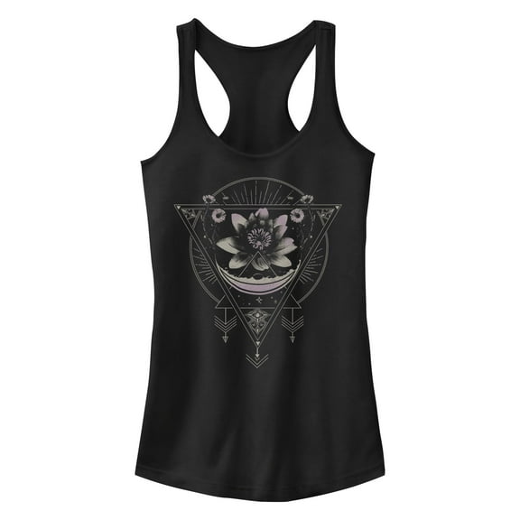 Junior's Peaceful Warrior Lotus Flower  Racerback Tank Top