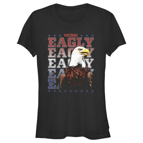 Junior's Peacemaker Eagly Pet  Graphic Tee Black Medium