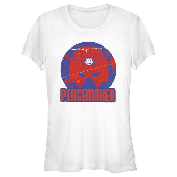 Junior's Peacemaker Helmet Logo Graphic Tee White X Large