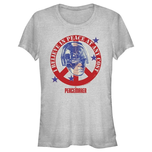 Junior's Peacemaker I Believe in Peace at Any Cost Graphic Tee Athletic Heather 2X Large