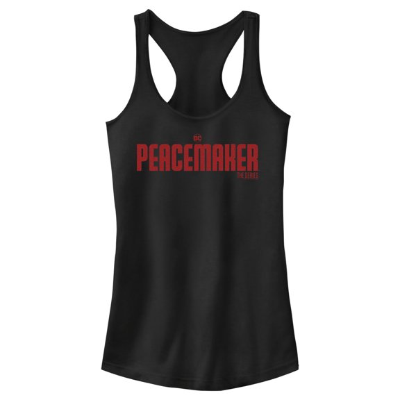 Junior's Peacemaker Red Classic Logo  Racerback Tank Top Black Medium
