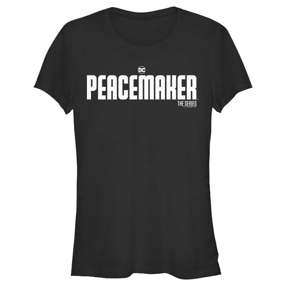Junior's Peacemaker White Classic Logo  Graphic Tee Black Medium