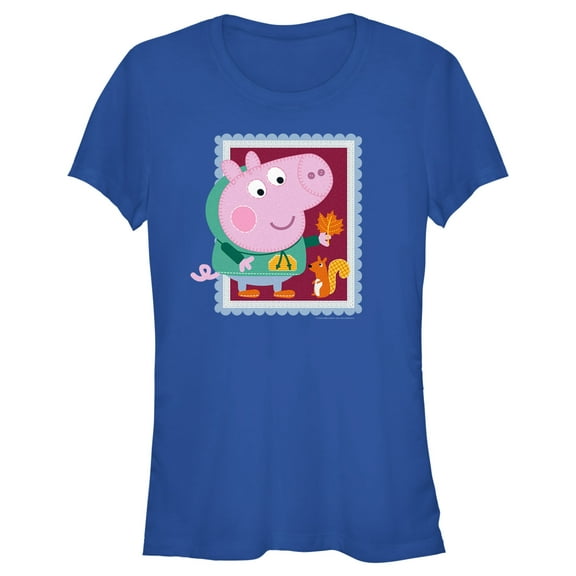 Junior's Peppa Pig Fall Frame Graphic Tee Royal Blue Medium