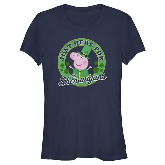 Junior's Peppa Pig Just Here for the Shenanigans Graphic T-Shirt