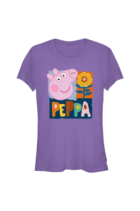 Junior's Peppa Pig Spring Portrait  Graphic Tee Purple Medium