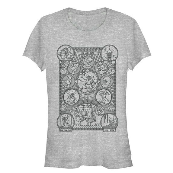 Junior's Peter Pan Character Map Graphic Tee Athletic Heather X Large