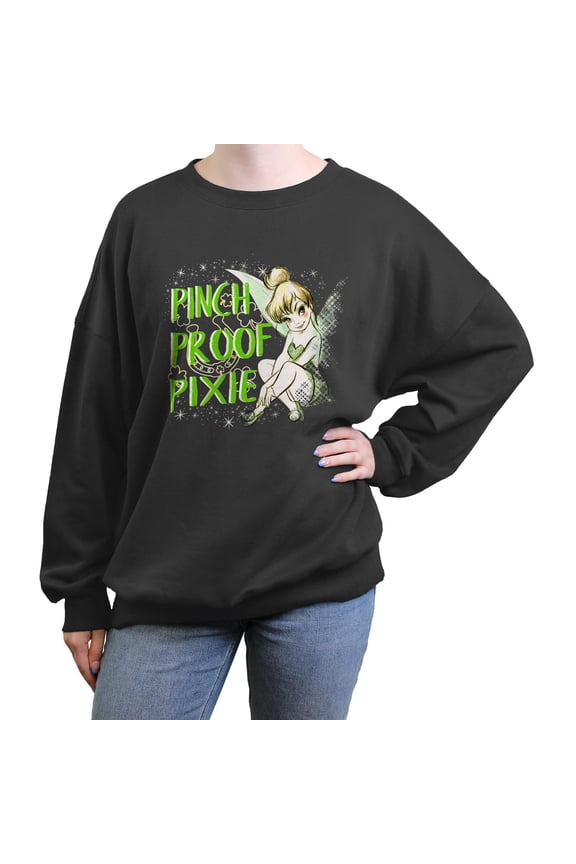 Junior's Peter Pan Distressed Pinch Proof Pixie Sweatshirt
