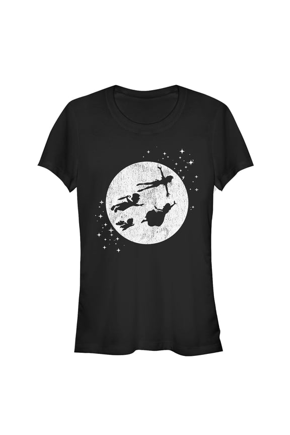 Junior's Peter Pan Fly Silhouette  Graphic Tee Black Large