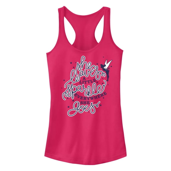 Junior's Peter Pan Leave Sparkles Everywhere Racerback Tank Top