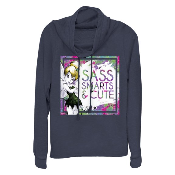 Junior's Peter Pan Sass, Smart And Cute Cowl Neck Sweatshirt