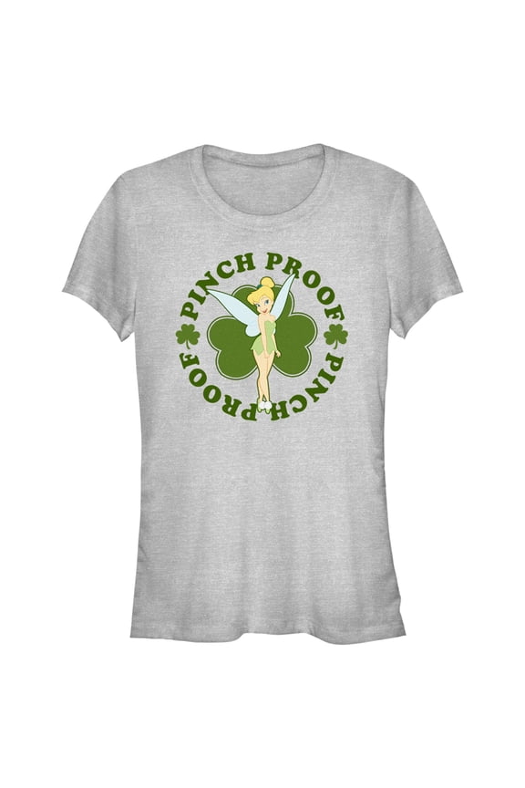 Junior's Peter Pan St. Patrick's Day Pinch Proof Tinkerbell Graphic Tee Athletic Heather Medium