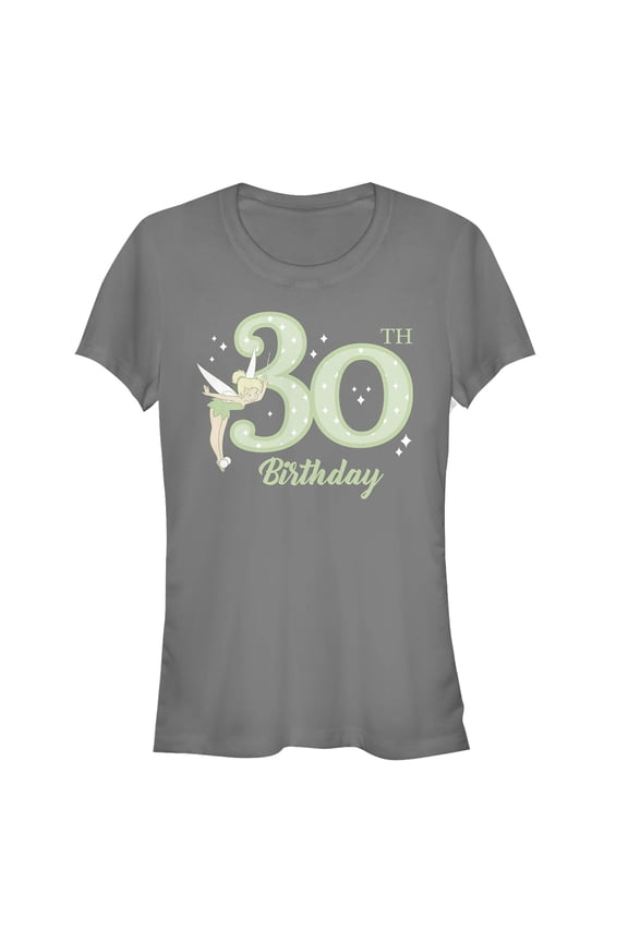 Junior's Peter Pan Tinker Bell 30th Birthday  Graphic Tee Charcoal Medium