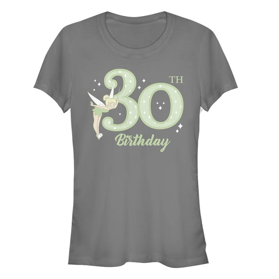 Junior's Peter Pan Tinker Bell 30th Birthday Graphic Tee Charcoal Small