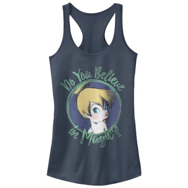 Junior's Peter Pan Tinker Bell Believe in Magic  Racerback Tank Top Indigo Large