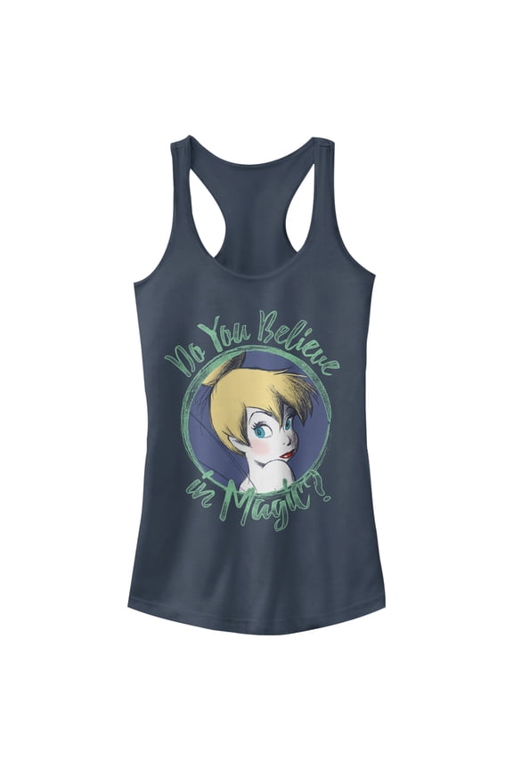 Junior's Peter Pan Tinker Bell Believe in Magic Racerback Tank Top Indigo Large