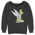 thumbnail image 1 of Junior's Peter Pan Tinker Bell Distressed Wings Portrait Sweatshirt Black Large, 1 of 4